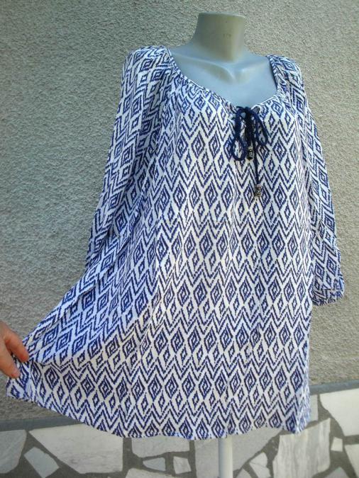 4XL Нова туника Avella в синьо и бяло