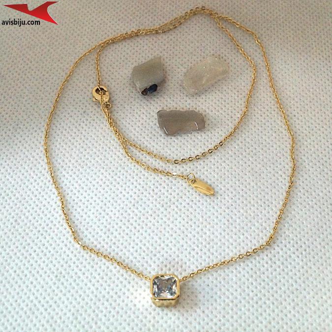 Колиета с 14К златно покритие и с цирконий