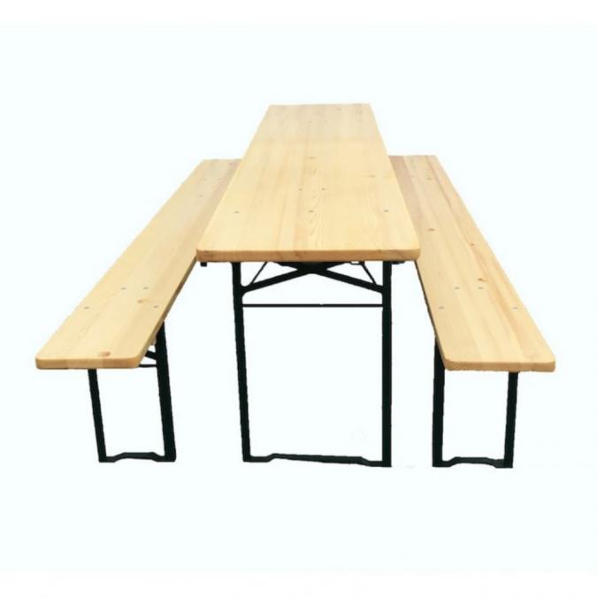 С Дефект - Сгъваем комплект градинска маса с 2 пейки - от чамово дърво