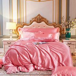 Комплект Спално Бельо от Сатен 4 Части в Розово Сатенени чаршафи