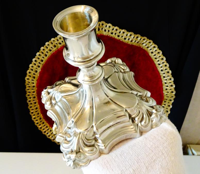 Английски посребрен свещник, Крал Джордж II, печат.