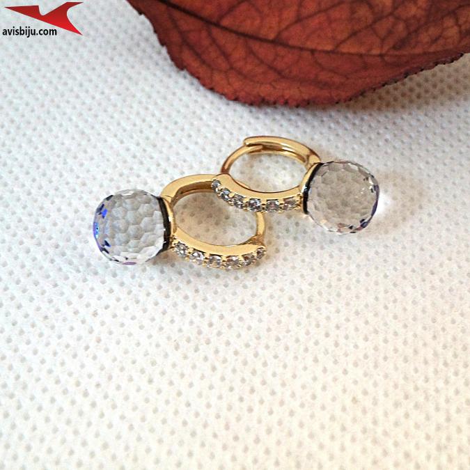 Обеци с 14К златно покритие и с цирконий