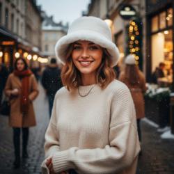 Пухкава дамска зимна шапка стилен клош модел