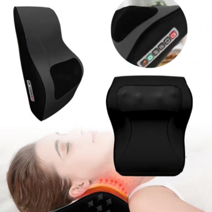 Ергономична масажна възглавница - 3 нива на интензивност и загряваща ф