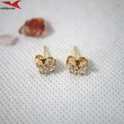 Обеци с 14K златно покритие с цирконий