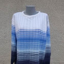 4XL нов пуловер в бяло и синьо