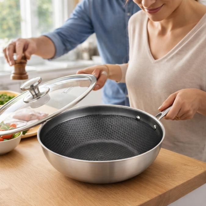 Уок тиган с капак Goldmann Fusionhex pro GM 1128-28wk, 28x8.5 см., Нез