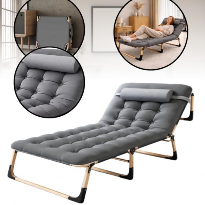 Сгъваемо къмпинг легло с матрак 180 см  Регулируем градински шезлон