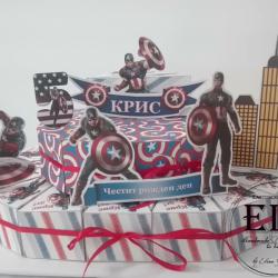 Картонена хартиена торта Капитан Америка
