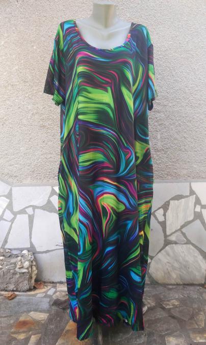 5XL Нова дълга цветна рокля