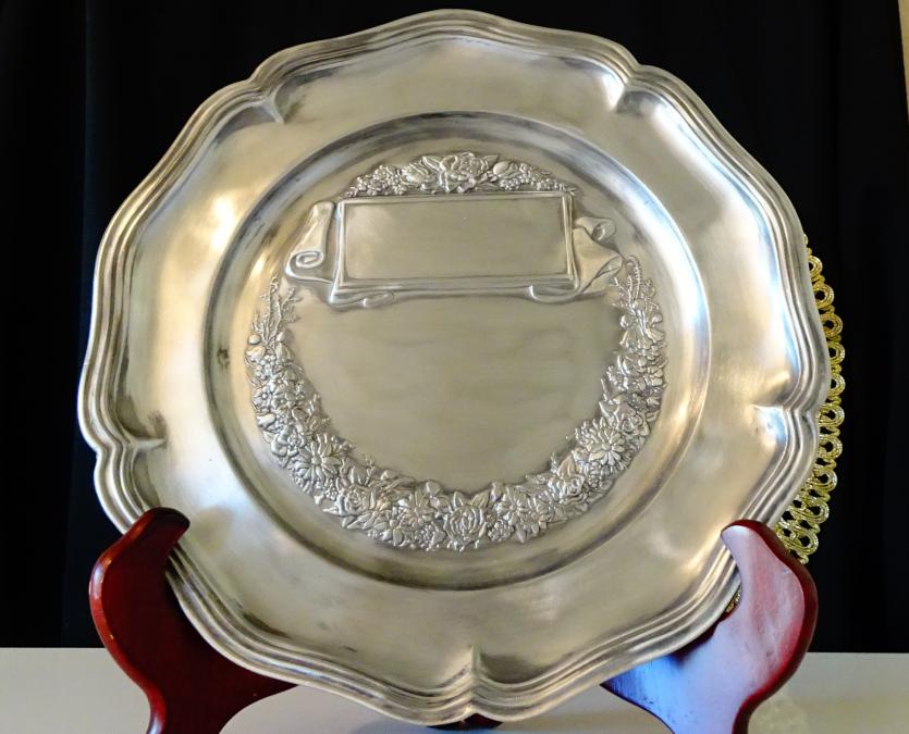 Калаена чиния за калаена сватба, рожден ден, за гравиране.