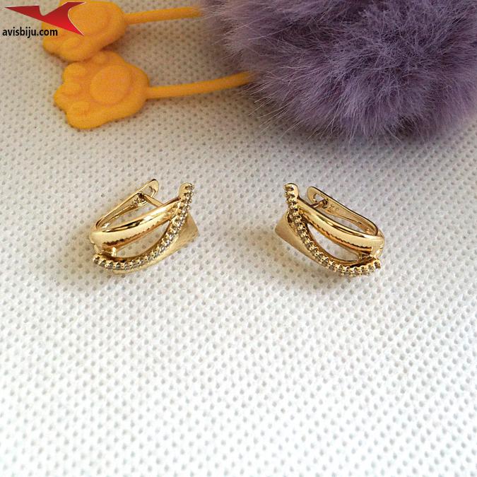 Обеци с 14К златно покритие и с цирконий