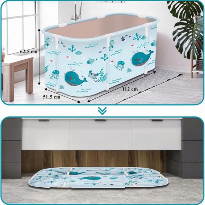 Сгъваема преносима вана XXL с възглавница и топлоизолация  Комфорт и