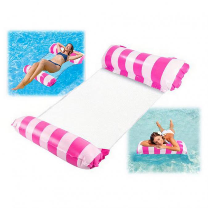 Надуваем шезлонг с водна мрежа 120x70 см  Розов, комфорт и охлаждане