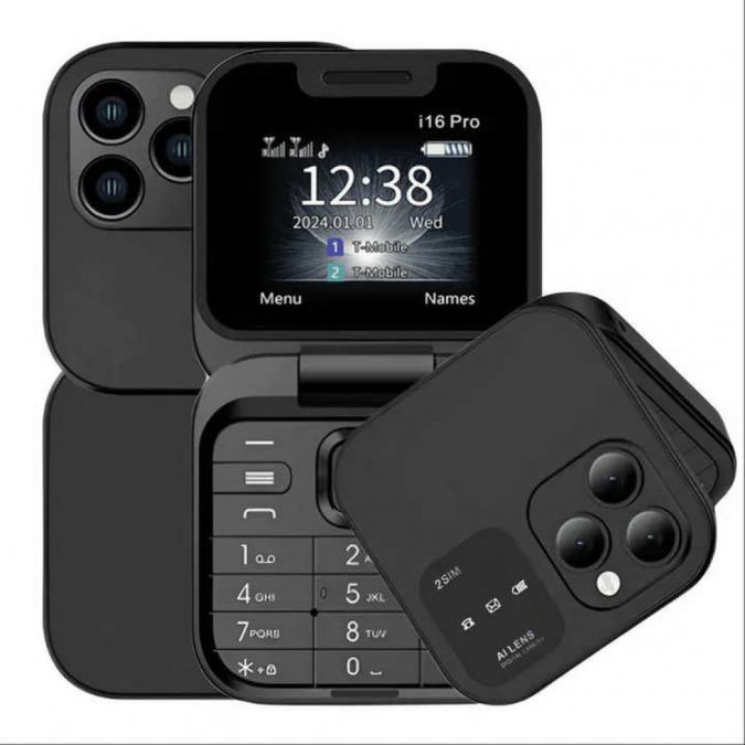 Сгъваем мобилен телефон i16 pro 2 Sim, камера, фенерче, FM радио