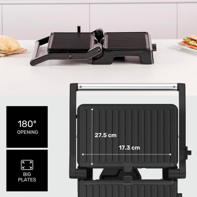 Контактен грил Taurus Grill&co, 1500w, с плаващ капак и регулируем тер