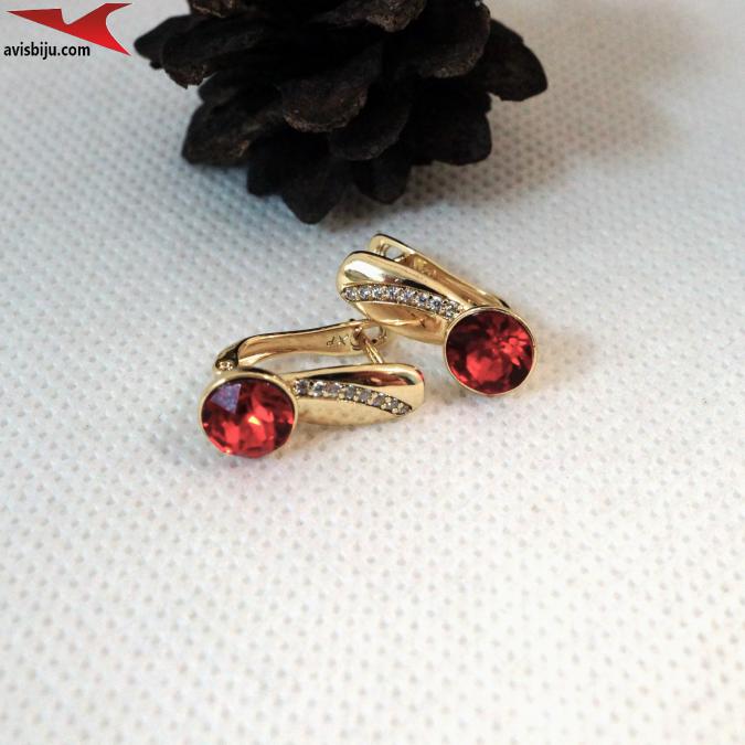 Обеци с 14К златно покритие и с цирконий