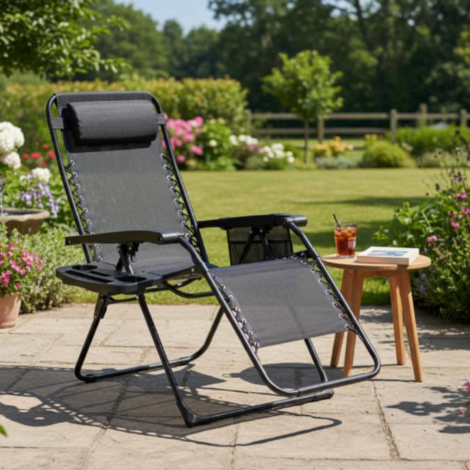 Сгъваем градински шезлонг Zero Gravity - ефект на нулева гравитация за