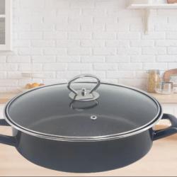 Тава с капак Rosberg, различни размери, черна въгл. стомана с незалеп...