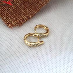 Обеци с 14К златно покритие и с цирконий