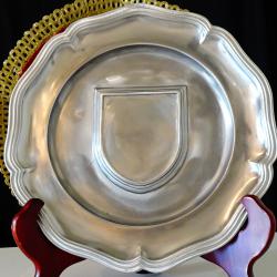 Калаена чиния за снимка и гравиране, калаена сватба.