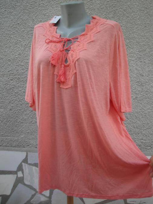 4XL Нова туника Avenue с коралов цвят