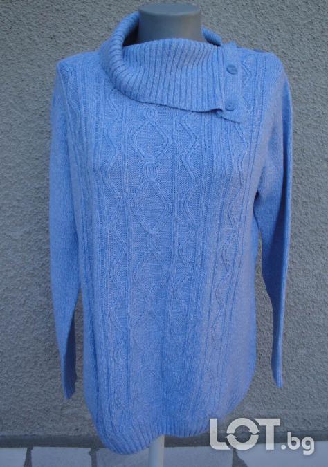2XL 3XL син пуловер
