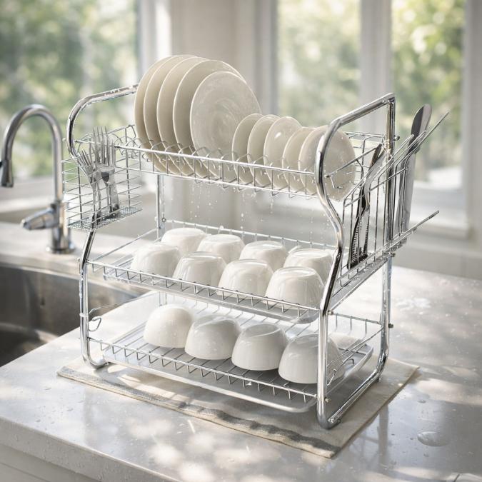 Сушилник за съдове Rosberg R53000o, 3 нива, 43x24x45 см