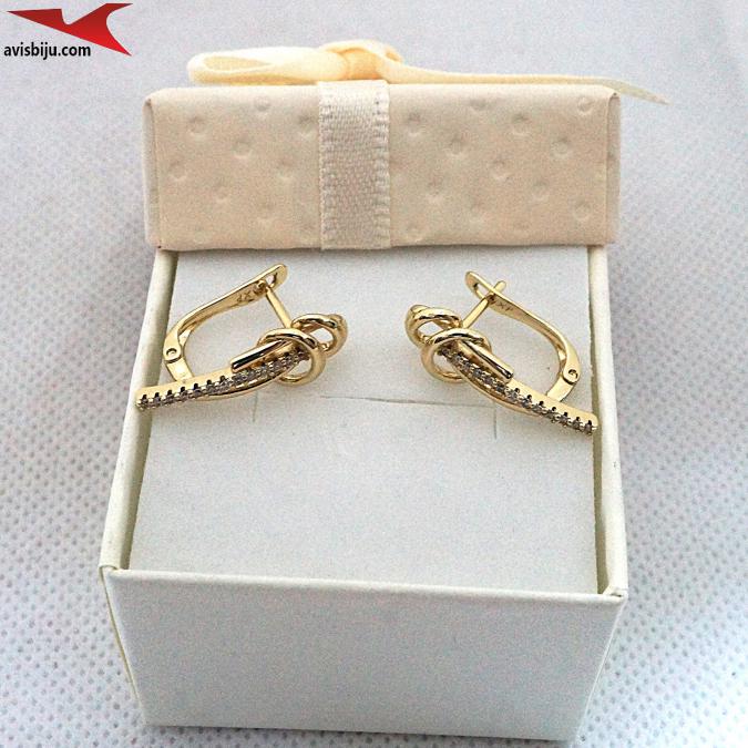 Обеци с 14К златно покритие и с цирконий