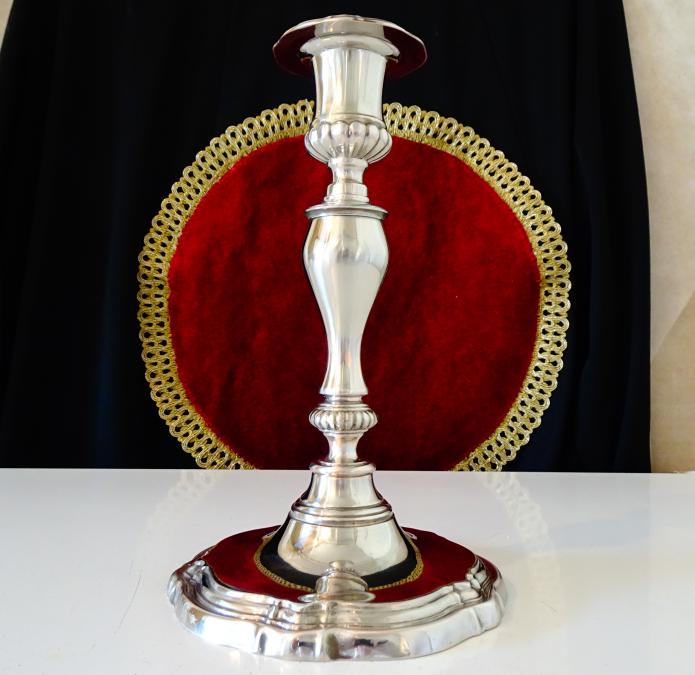 Викториански посребрен свещник от мед, 550 гр., 22 см.