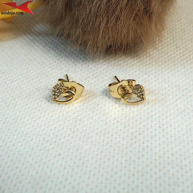 Обеци с 14К златно покритие и с цирконий