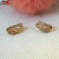 Обеци с 14К златно покритие и с цирконий