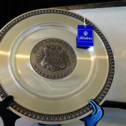 Калаена чиния, сребърна монета, етикет, калаена сватба.