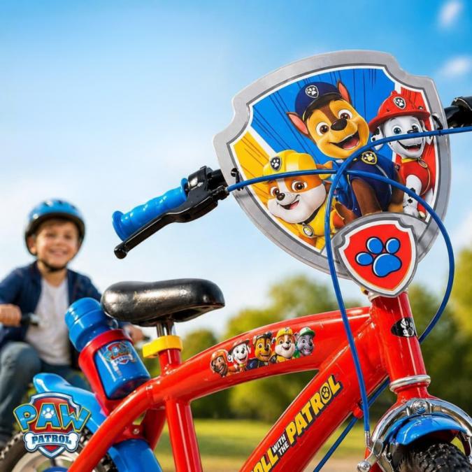 Детски велосипед Paw Patrol 16  със спомагателни колела, спирачки и