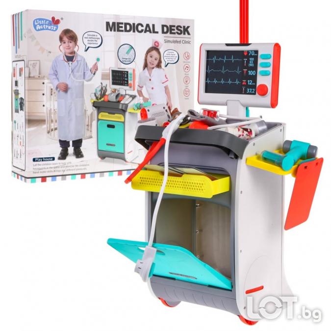 Детска лекарска количка с интерактивен EKG RTG монитор, светлини, звуц