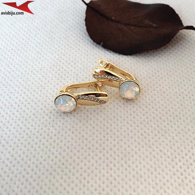 Обеци с 14К златно покритие и с цирконий