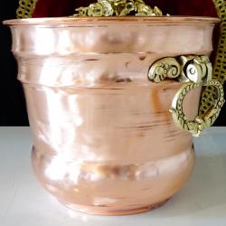 Медна саксия, кашпа с бронзови дръжки, барок.