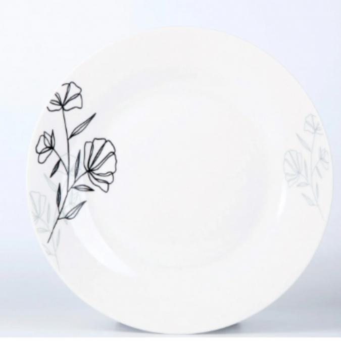 Комплект чинии 24 части с елегантен черен флорален мотив  Изтънченост