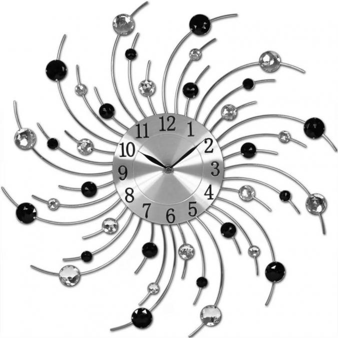 Модерен декоративен стенен часовник с кристали, 50 см