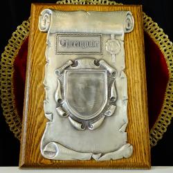 Калаено пано за калаена сватба, гравиране, снимка, естествено дърво.