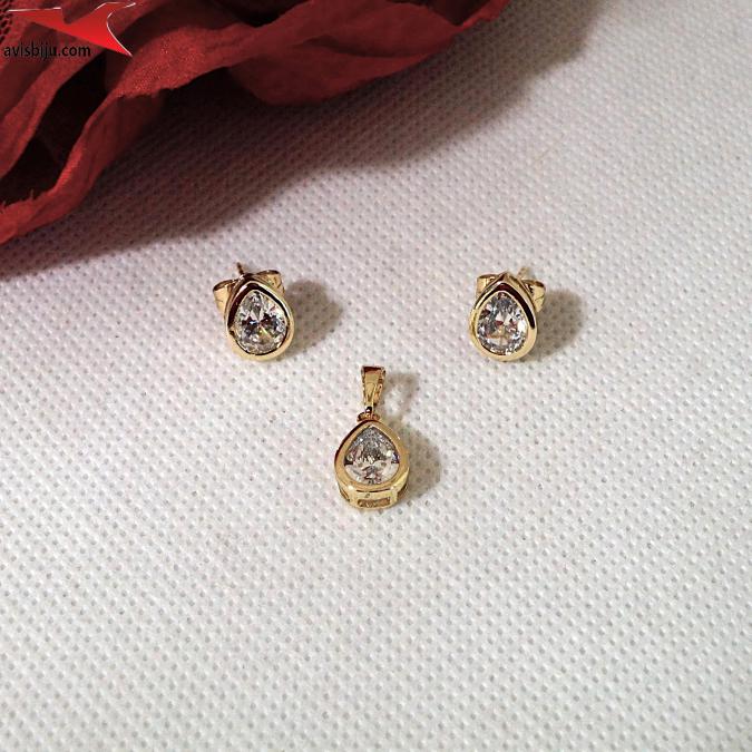 Коплект с 14К златно покритие и с цирконий