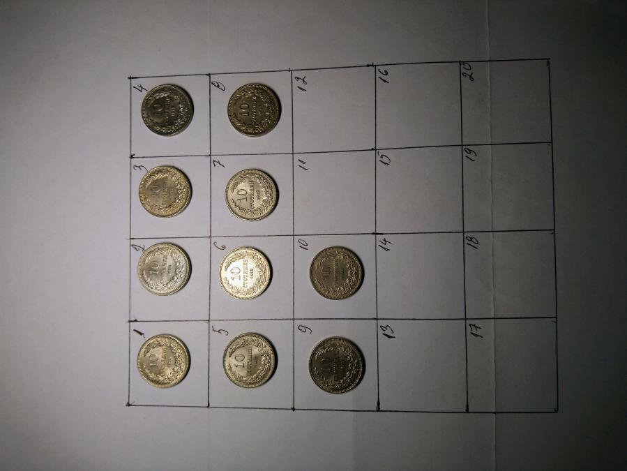 10 броя монети по 10 стотинки от 1913 г.