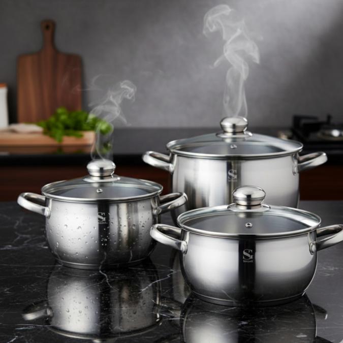 Комплект тенджери Swissgold Emmie Sg-18099  3 броя с 5-слойно капсу