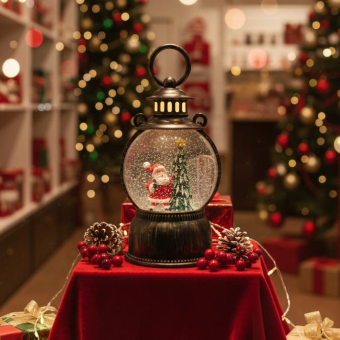 Голям LED коледен фенер с ефект на падащ сняг приказна светлина и пр