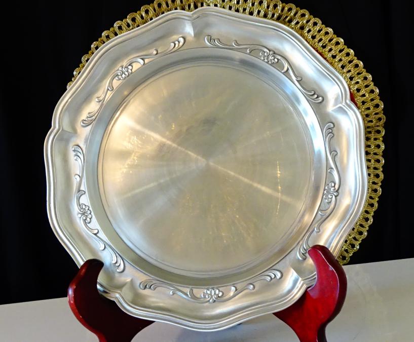 Калаена чиния за гравиране, калаена сватба, Art Nouveau.