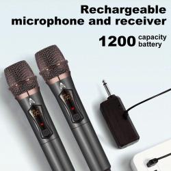 2бр. Безжични микрофони UHF с приемник презареждащи се