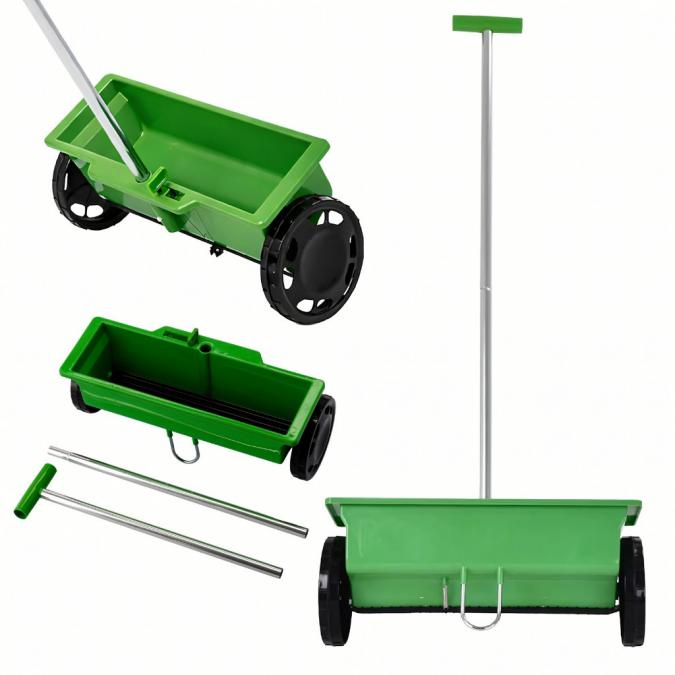 Ръчна градинска сеялка 6L с колела  разпръсквач за семена, торове, пя