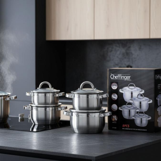 Комплект тенджери Cheffinger 8pcs  професионално качество у дома