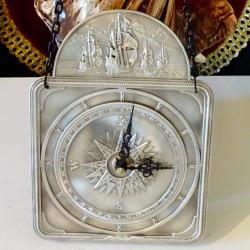 Немски стенен часовник от калай, Кораби, компас.