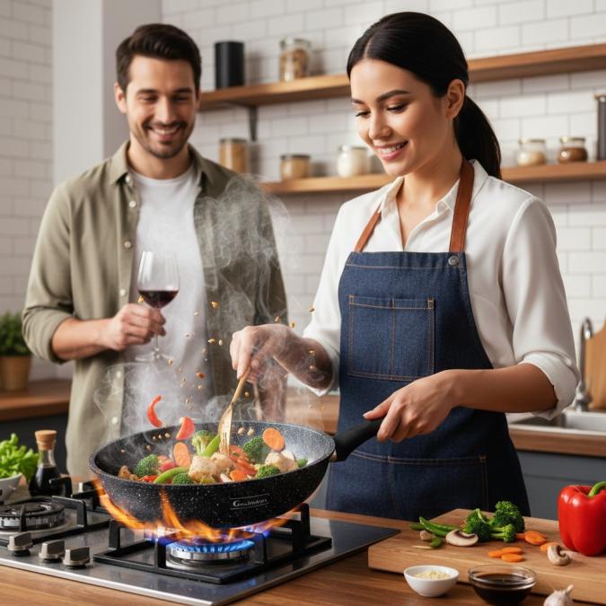 Уок тиган Goldmann GM 1302-26, 26x7см., Алуминий, Мраморно покритие